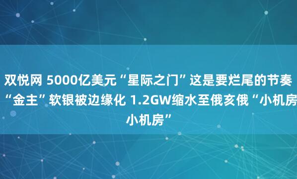 双悦网 5000亿美元“星际之门”这是要烂尾的节奏? “金主”软银被边缘化 1.2GW缩水至俄亥俄“小机房”