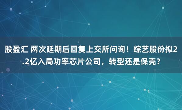 股盈汇 两次延期后回复上交所问询！综艺股份拟2.2亿入局功率芯片公司，转型还是保壳？